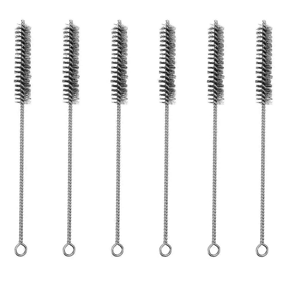Drain Pipe Brush Sturdy Wire Brushes Industrial Use Silver 29.5X1.5CM 6Pcs