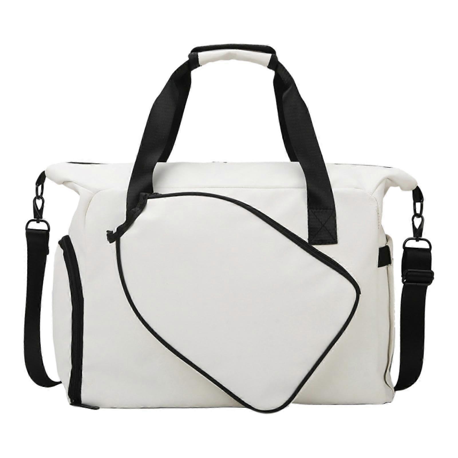 Pickleball Racket Bag Crossbody Bag Dry and Wet Separation Professional with Shoe Compartment Handbag Beige
