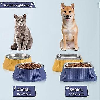 Dog Feeding Bowl Dog Feeding Station Dog Bowl Stainless Steel Non-Slip Mat + Enlarge Bottom Base Dog and Cat Feeding Bowl and Water Bowl (550ml x 2 Ye