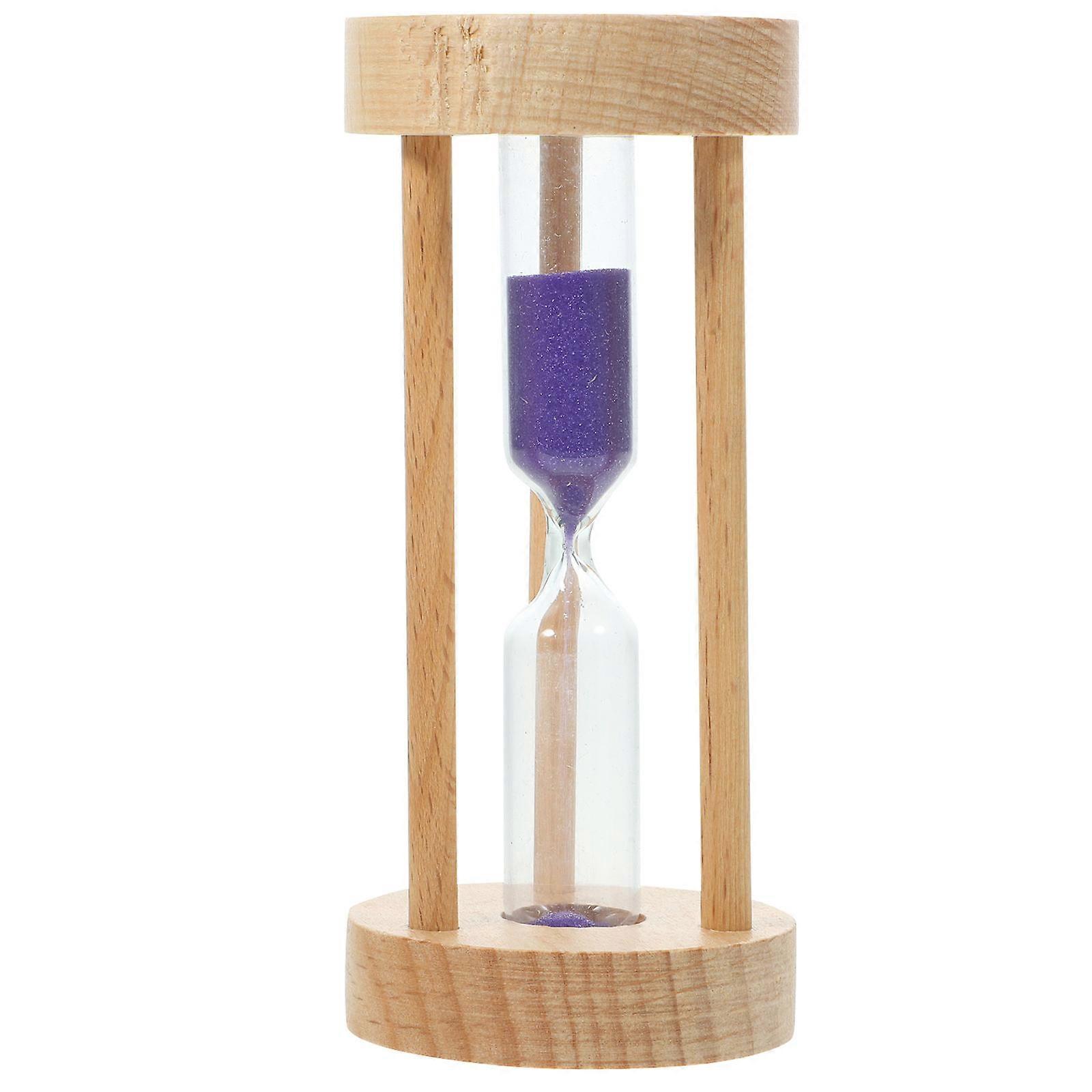 Wooden Hourglass Timer with Purple Sand – Sand Clock for Cooking, Games, Exercise & Desktop Decoration – Modern Simple Style for Home and Office