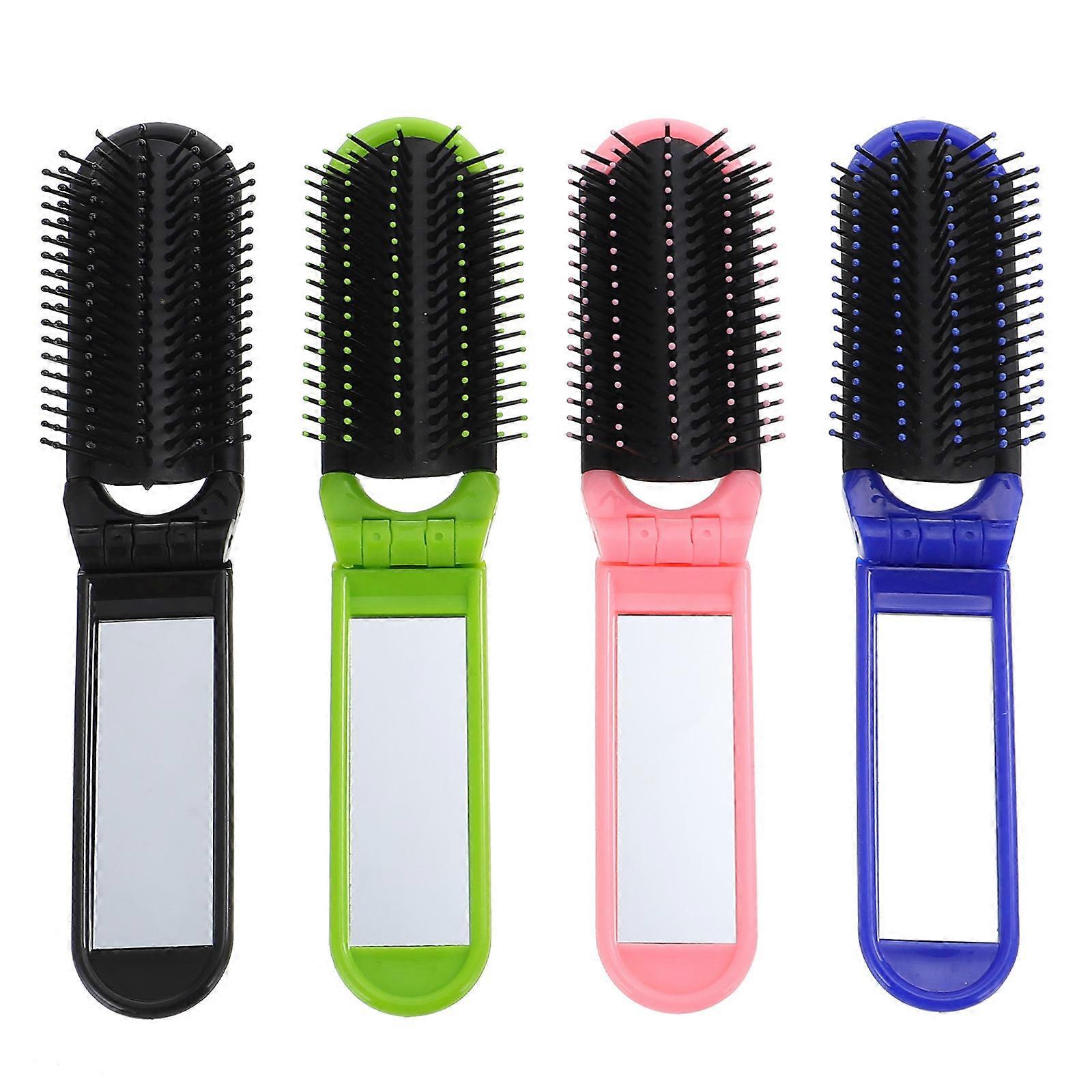 Mini Folding Hair Brush with Mirror – Compact & Portable Hairbrush Comb for Travel – Ergonomic Design for Comfortable Styling – Ideal Friends and