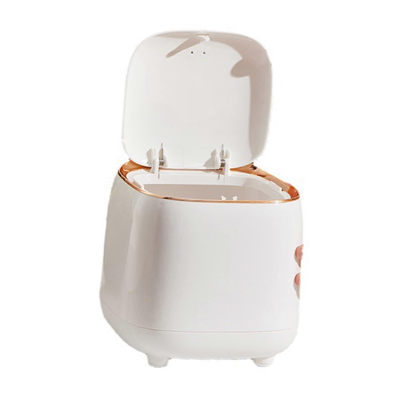 Table trash can. Delicate texture. Smooth surface. Doublelayer push table trash can with lid (WHITE).