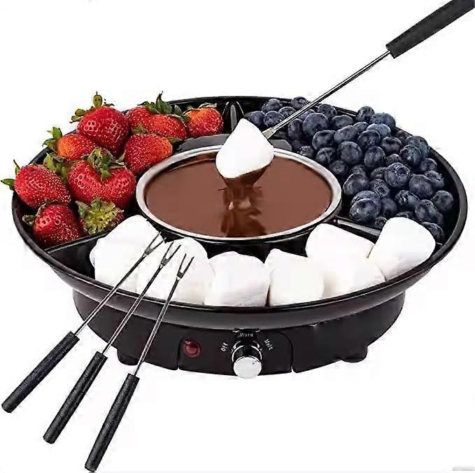 Chocolate Fondue Maker Electric Fondue Pot 260ml Stainless Bowl, 2 Forks, Adjustable Temperature, Serving Tray