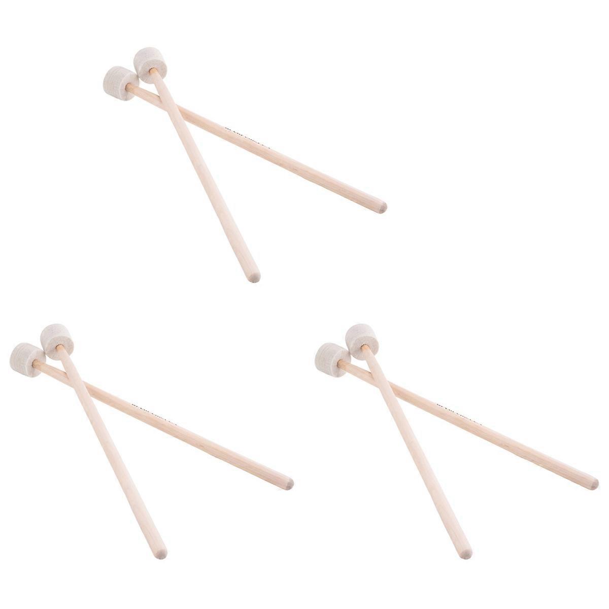 3 Pair Drum Mallet Stick Felt Head Mallet Timpani Stick Big Drum Hammer Timpani Mallet for Percussio