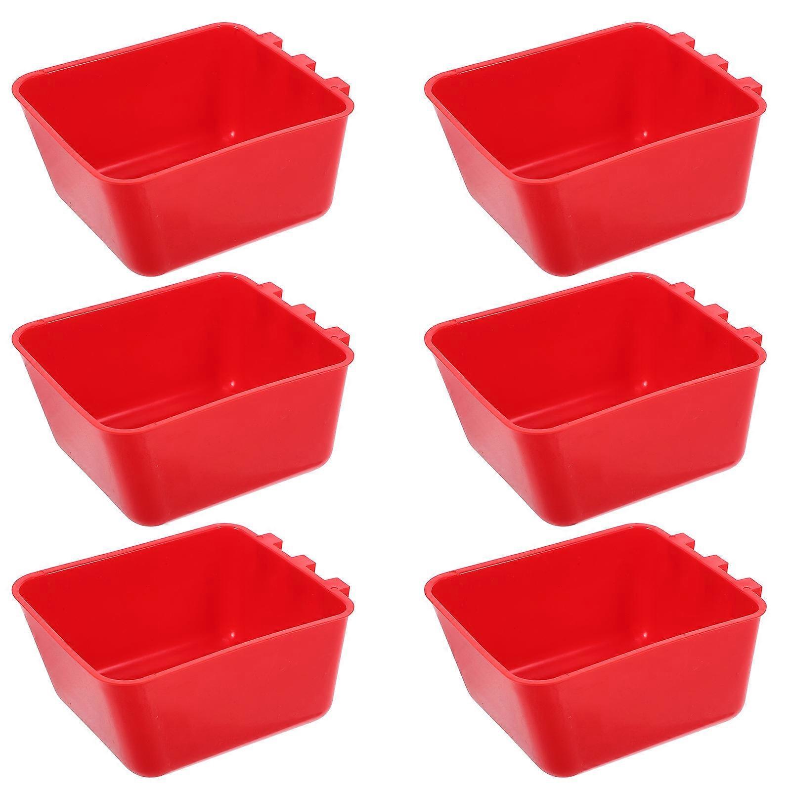 6pcs Hanging Bird Cage Feeding Bowls with Clamp, Durable PE Material, Safe No Damage Design for Parrots, Rabbits, and Poultry, Versatile Bird Water
