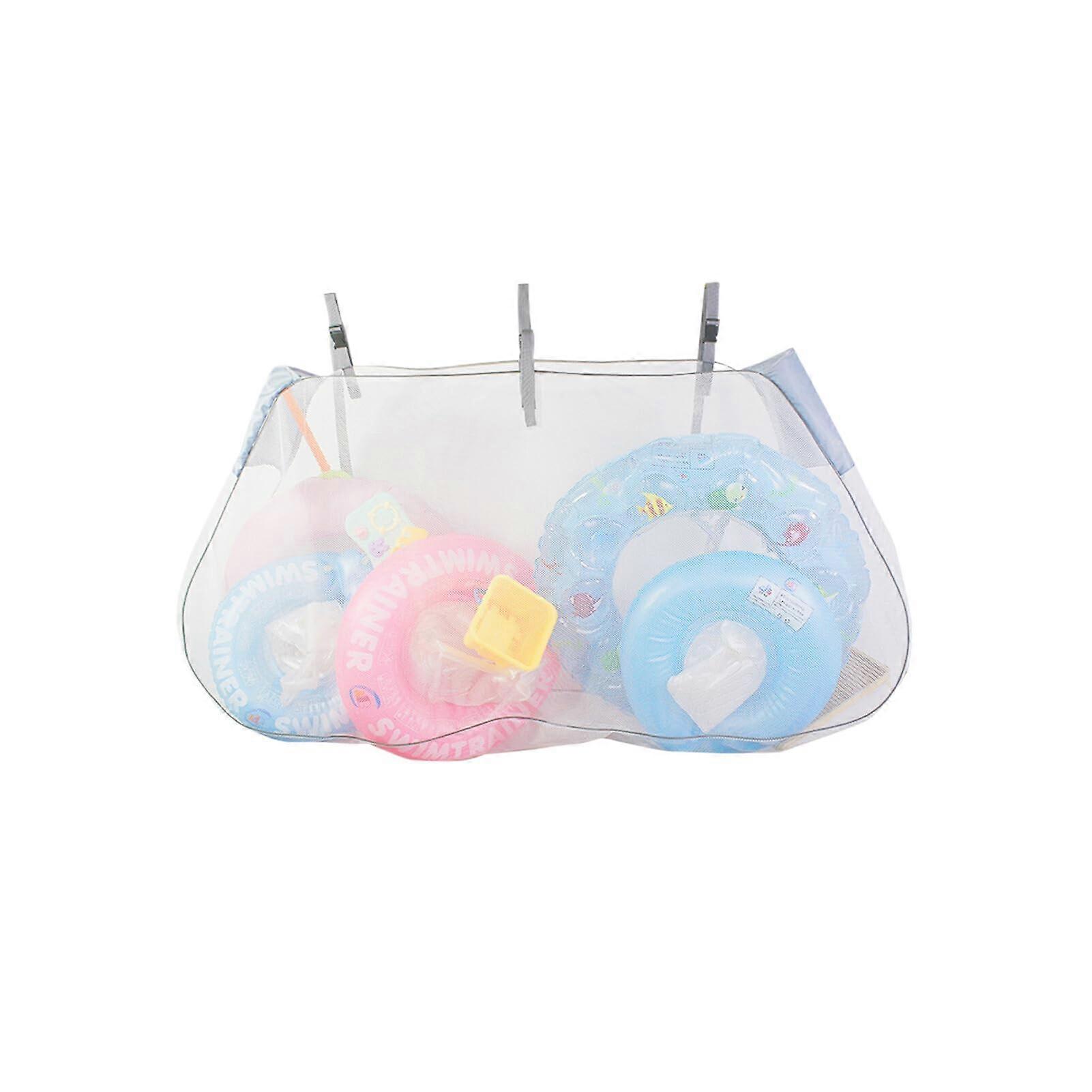 Swimming pool fence net hanging bag, lightweight and practical, pool necessities, large fabric storage bag, gray edge.