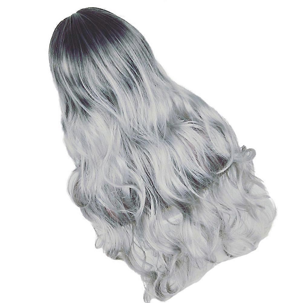 Cosplay Wigs For Women Synthetic Gradient Wig Masquerade Parties Hair Extension Dark Grey 1Pack