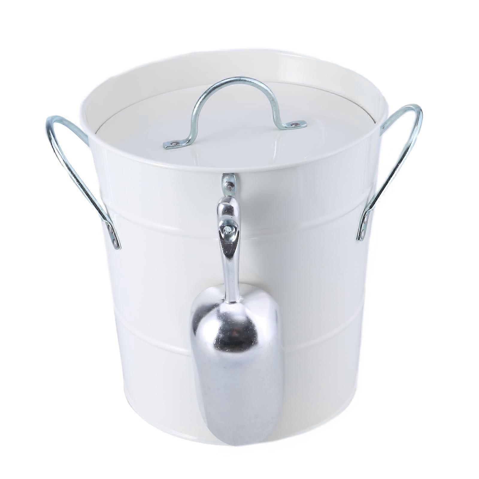 Metal Round Champagne Bucket Double Handle Ice Bucket with Scoop and Lid Drink Tub Cooler Wine Cooler Accessories