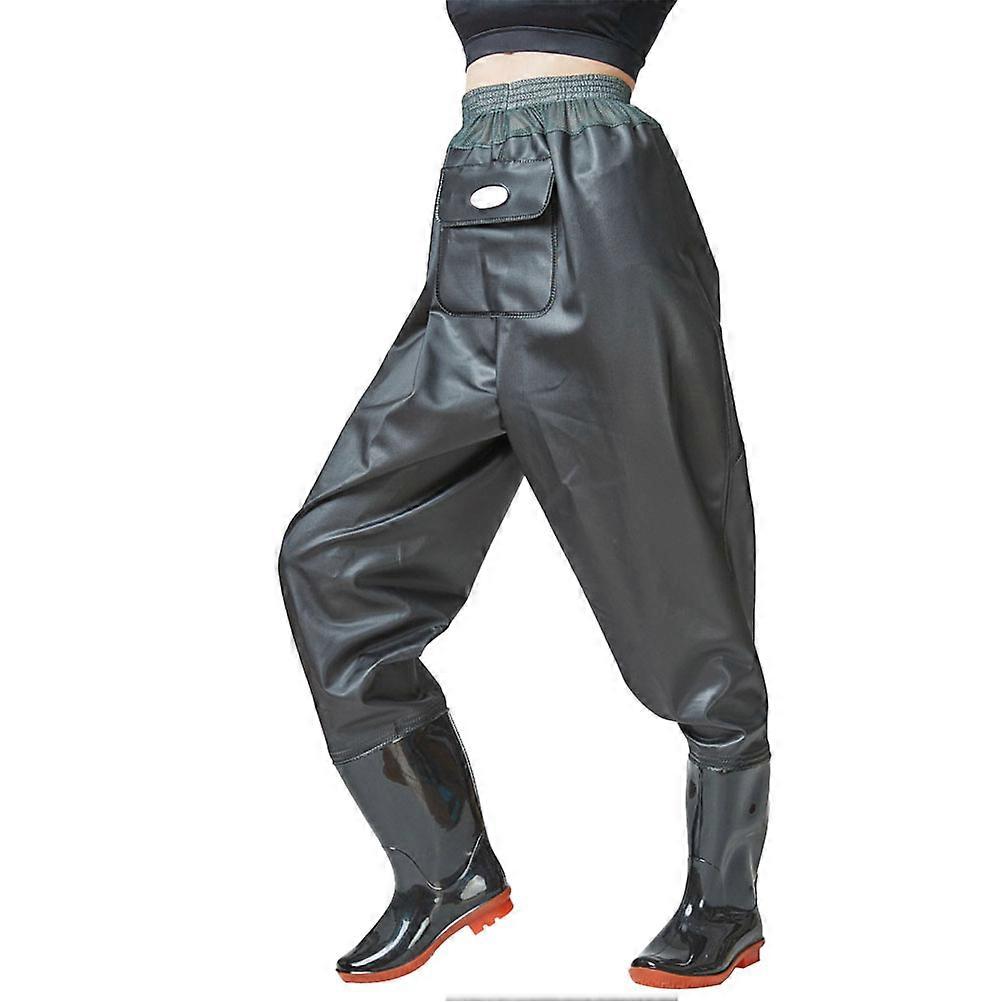 Pantalon de pêche léger et respirant avec chaussures, demi-cuissardes durables pour les activités de plein air, noir/vert, semelle antidérapante, nettoyage et rangement faciles