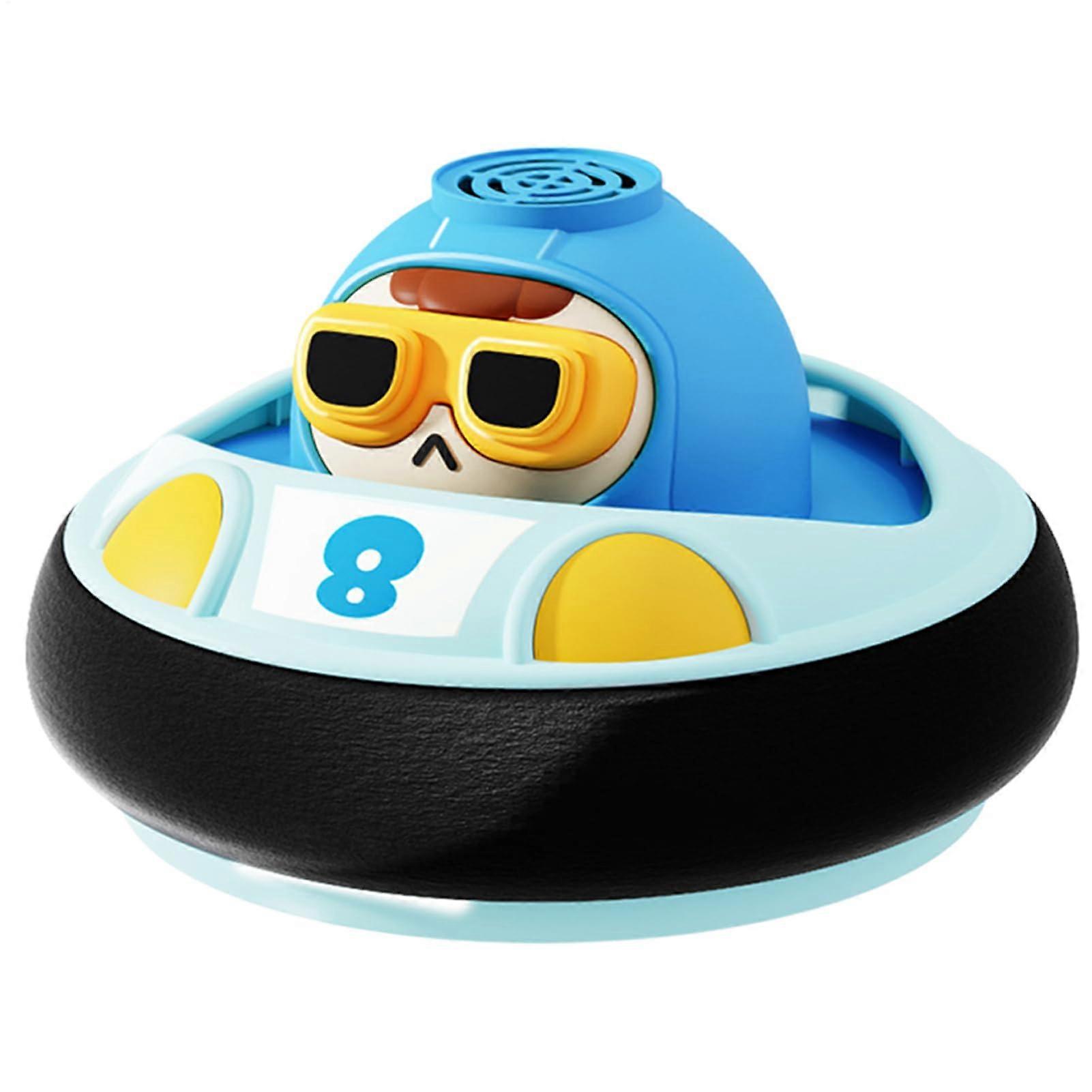 Autoscooter For Kids - Floating Ball Toy, Space-Themed Cartoon Character Soccer Game, Rechargeable Foam Bumper, Blue
