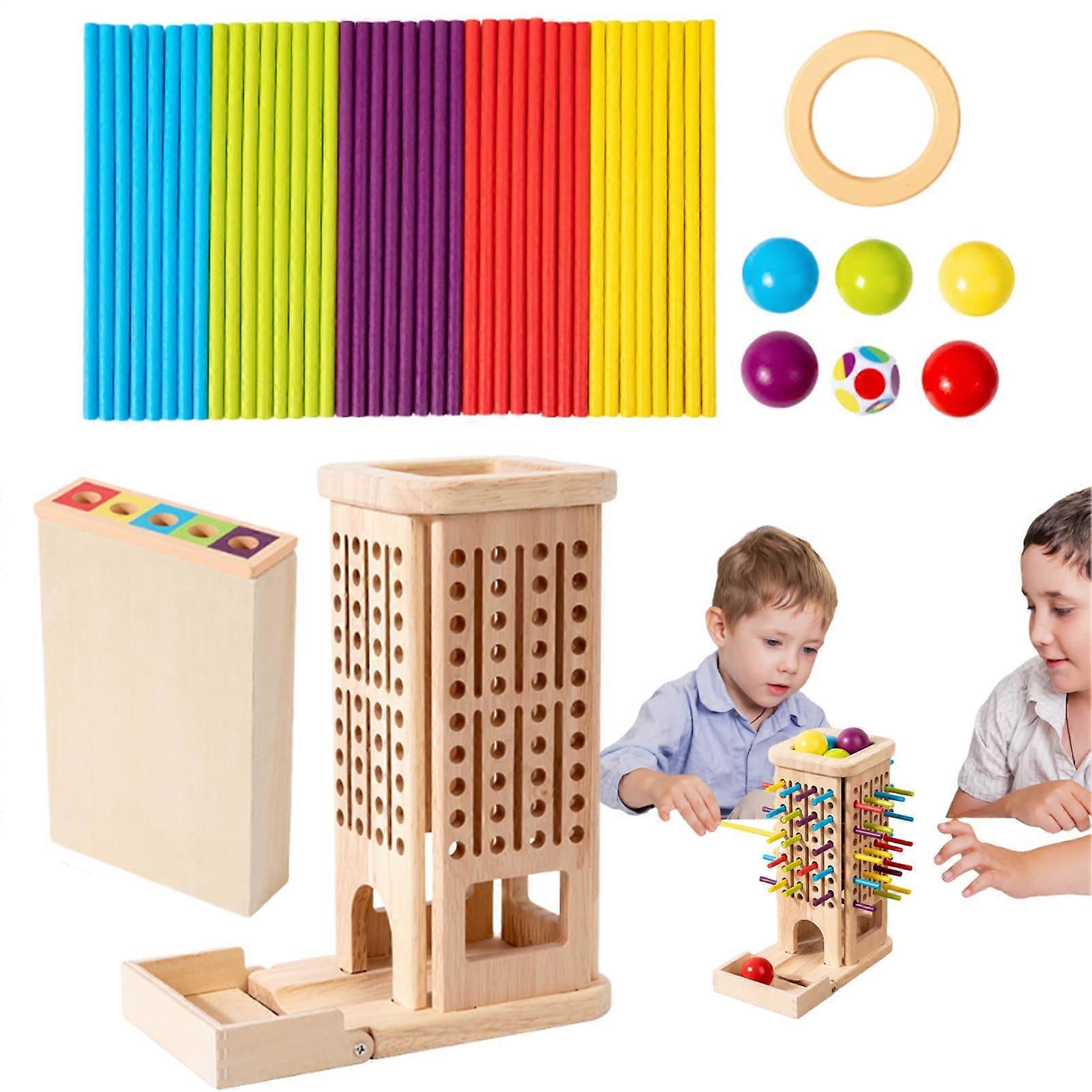 Stick Dice Game, Colorful Wooden Toy for Fine Motor Skills  Toddlers