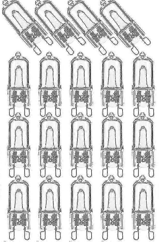 20pcs G9 Halogen Bulbs 25W Clear Dimmable Warm Light