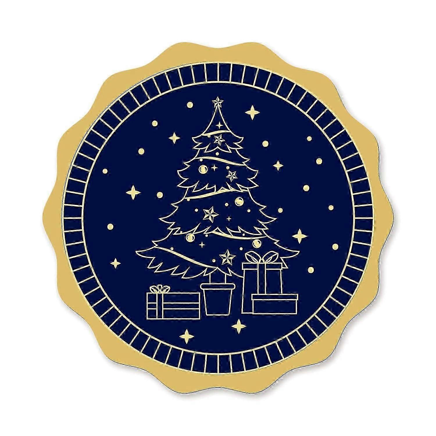 金箔証明書シールクリスマスツリー2 "ラウンド自己接着エンボスステッカー100pcs招待状認証卒業公証人シールコーポ