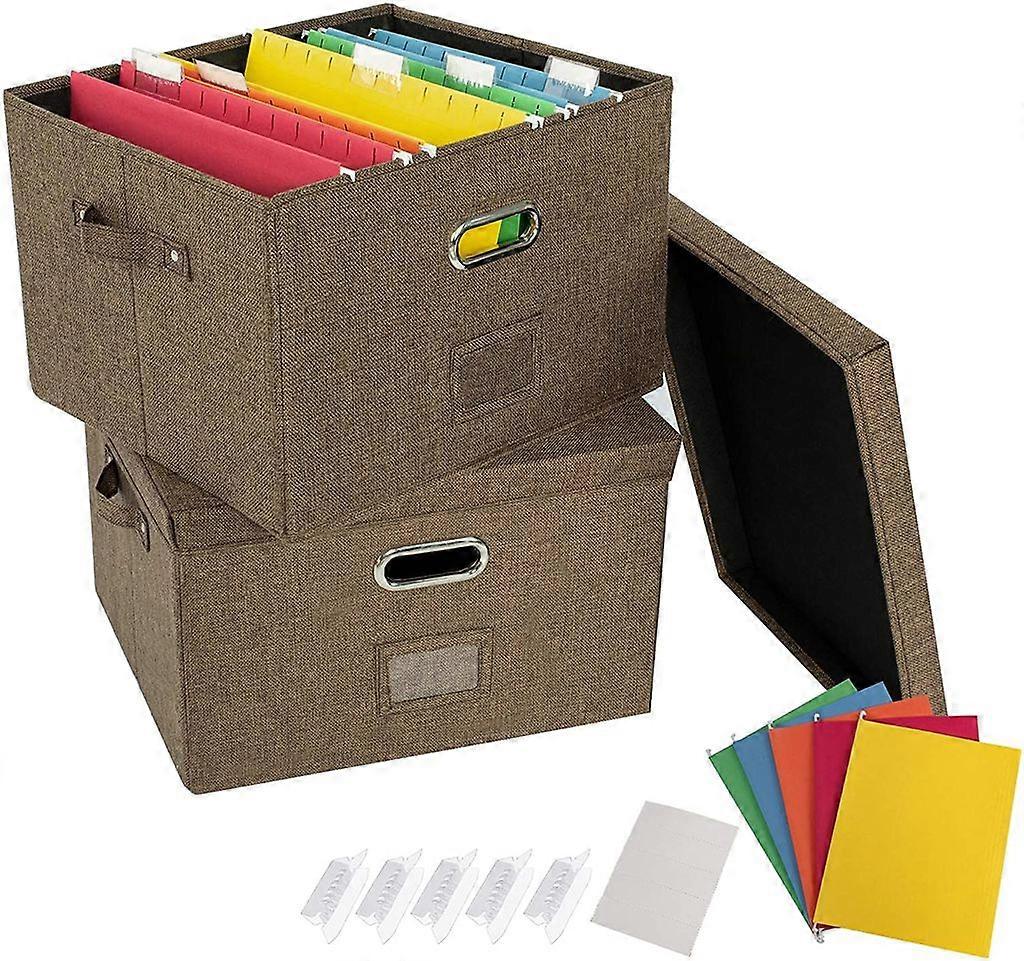 Fabric Foldable Storage Box/Organizer with Handle (Brown)
