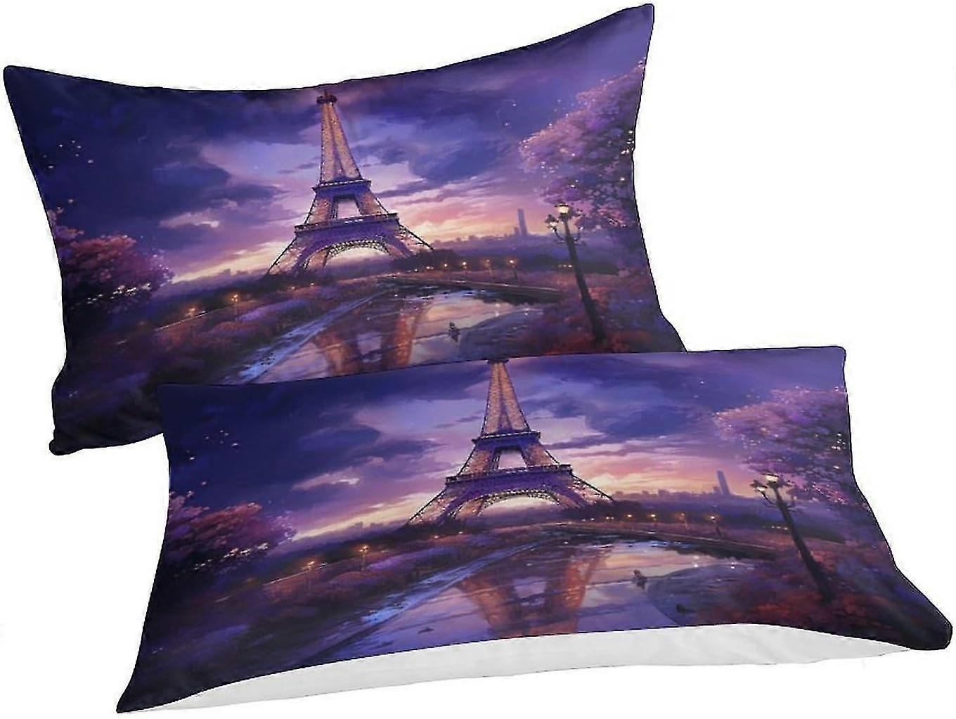Eiffel Tower Multi Colour Quilt Covers 3 Piece Set Luxury Soft Duvet Cover with Zipper Closure Easy Care Bedding Set with Pillowcases Double