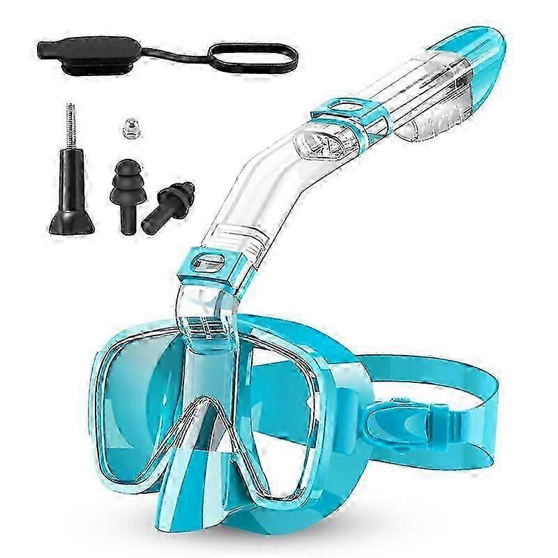 Foldable Diving Mask Set with Dry and Camera Mount, Anti-Fog Professional Snorkeling Gear - Green