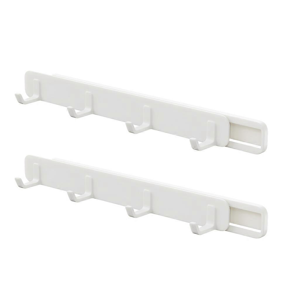 Pull-Out Type Hook 2Pcs White ABS Home Nail-Free Storage Hook with No-Tool Installation
