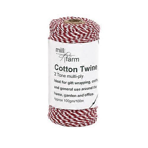 Mill Farm Cotton Twine Spool 2 Tone Red/White 100g/ 100m