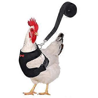Adjustable Chicken Harness Leash Breathable Hen Pet Vest with 3.6 Feet Matching Belt Outdoor Training Traction Rope for Pets Duck Goose Black L