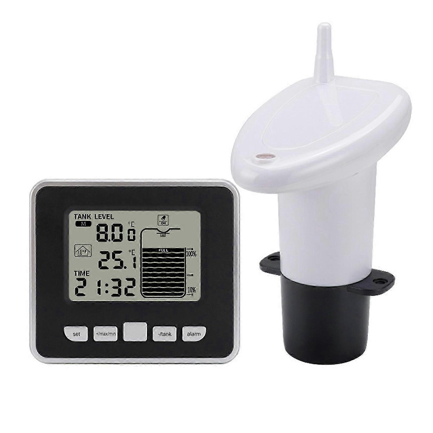 Black Ultrasonic Liquid & Temp Meter - Wide Range Alarm, High-Quality Sensor