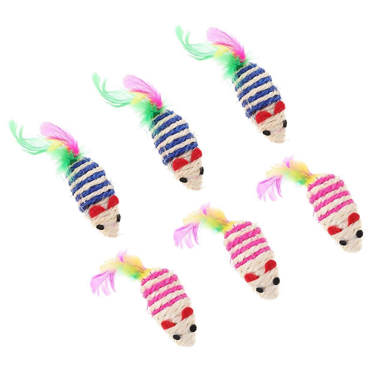 Cat Mint Toy Catnip Toy Set, 6 Pieces, Sisal Cat Toys, Interactive Indoor Cat Toy, Mouse-Shaped