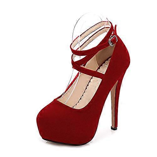 Stylish Trendy Red High Heels Size 44 EU with Crossed Straps for Statement Fashion Footwear