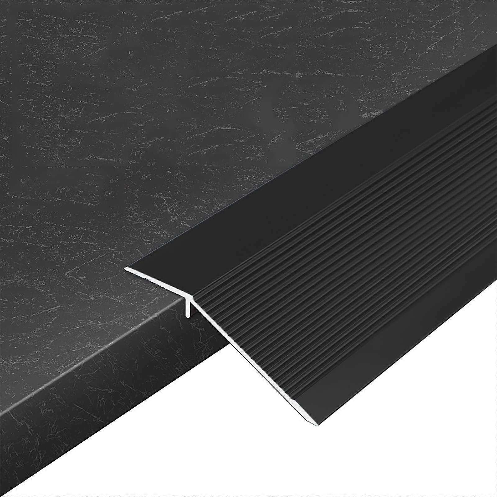 Aluminium Floor Transition Strip for Wooden Tiles, Robust, 4 cm Under Height, Black 130Cm/51.2In