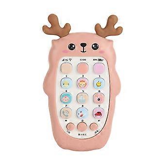 Beeldverhaal herten vorm leren speelgoed telefoon voor baby USB oplaadbaar spel muzikaal telefoonspeelgoed met realistisch ontwerp veelkleurig