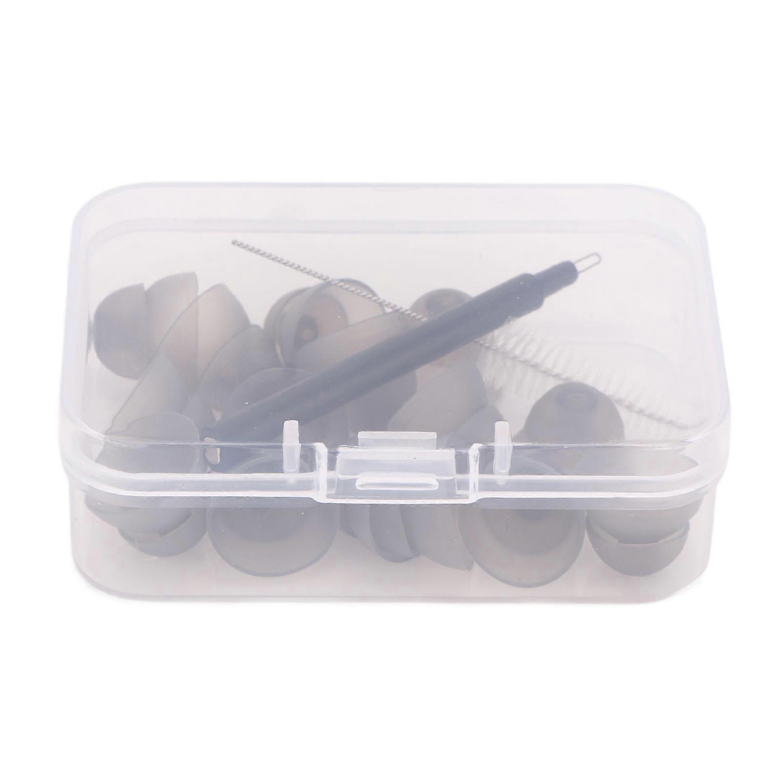 Hearing Amplifier Plugs Double Layers Silicone Ear Plug Tips Dome Set with Cleansing Brush L