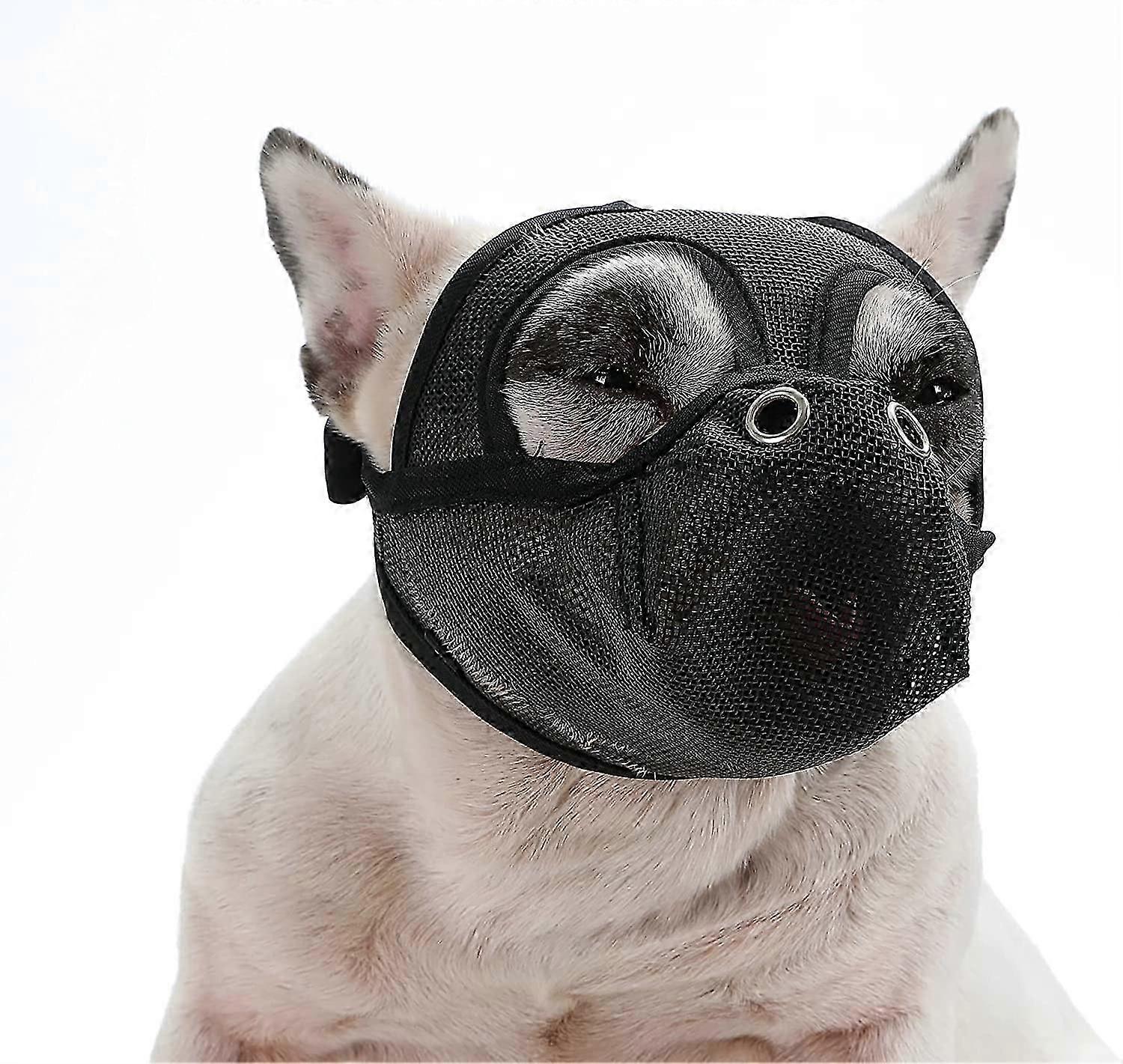 كمامة كلب قصيرة الأنف، كمامة بولدوغ، توقف الكلب عن العض والنباح والمضغ، قناع مضاد للعض ومضاد للأكل قابل للتعديل للكلاب ذات الفم القصير، مستلزمات الحيوانات الأليفة