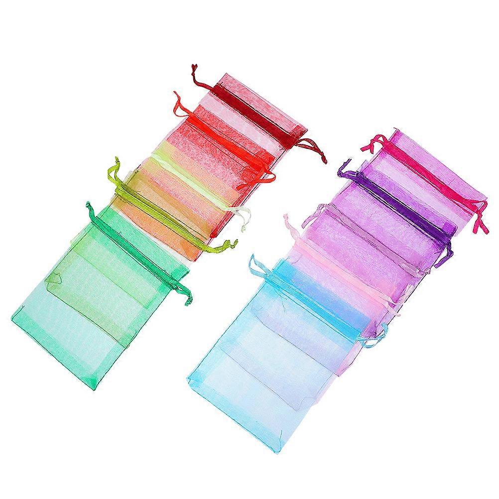 100pcs Mixed Color Organza Drawstring Bags Lightweight Candy, Jewelry & DIY Storage Pouches for Sweets, Cookies & Small Items