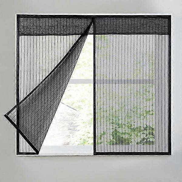 Black magnetic window mosquito net, 130x150cm.