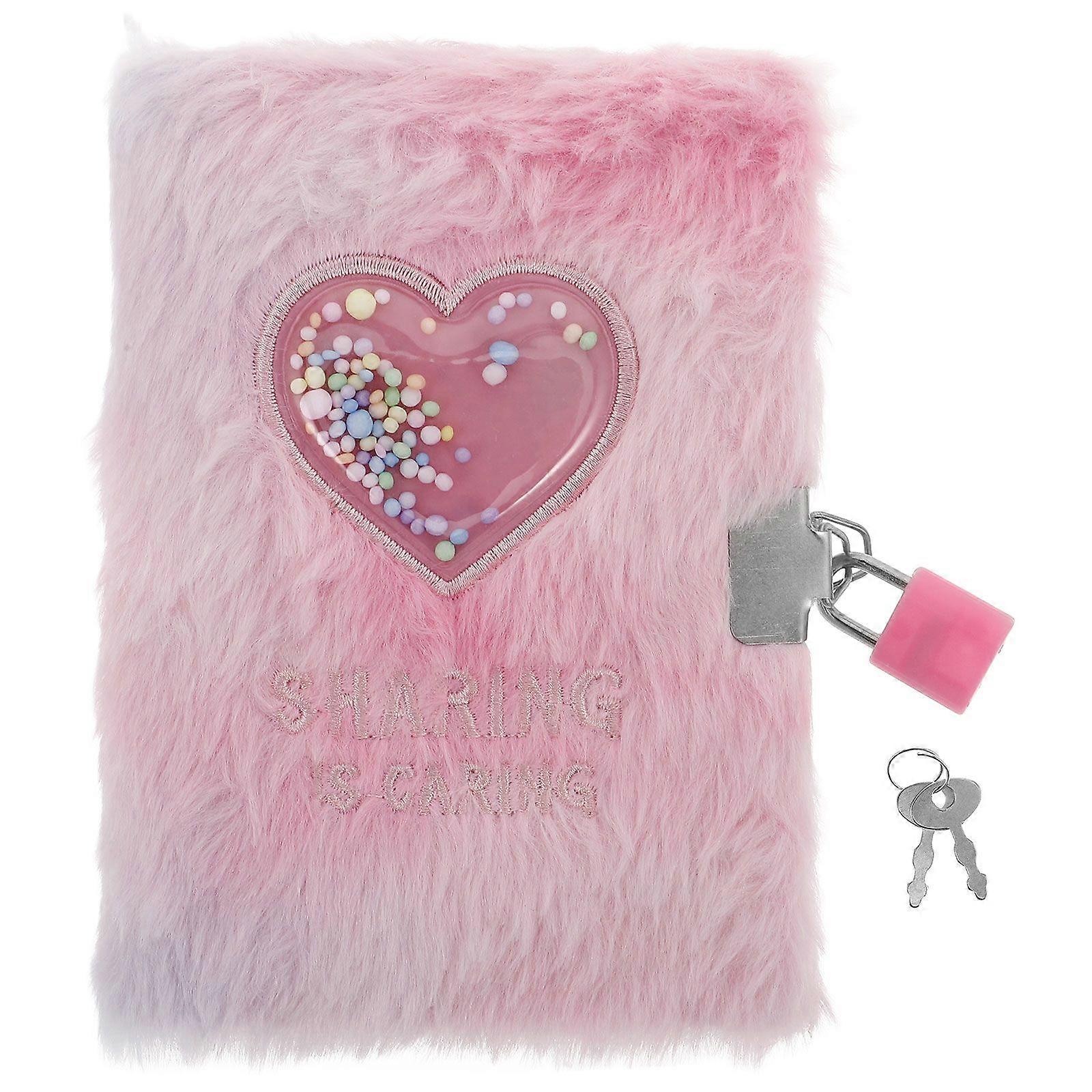 Fluffy Journal with Lock Soft Fuzzy Diary Decorative Girls Heart Pattern Secret Notebook A6 Size for School Office Supplies (Tie Dyeing)