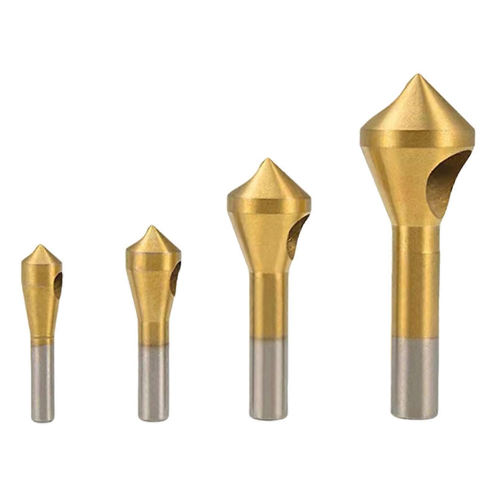 4pcs Set of Countersink Drill Bits Deburring Tools for Quick and Easy Chamfering in Metal and Wood Internal Chip Removal