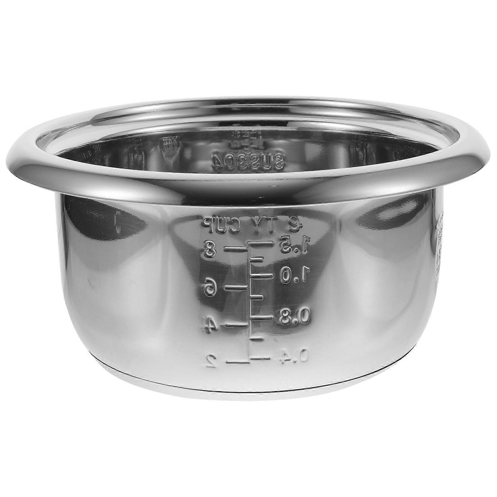 Stainless Steel Rice Cooker Inner Pot Silver Color for Kitchen with Scale and Multipurpose Design 4.5Quart