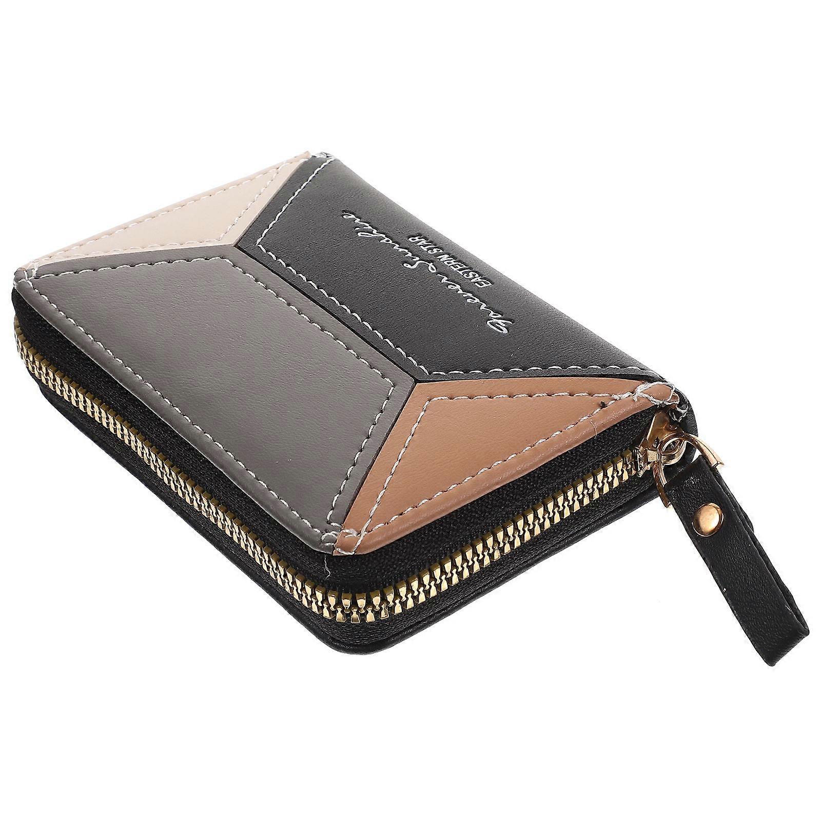 Black PU MultiFunction Card Holder Convenient Wallet for Cards and Coins Storage 4.5 x 3 inches