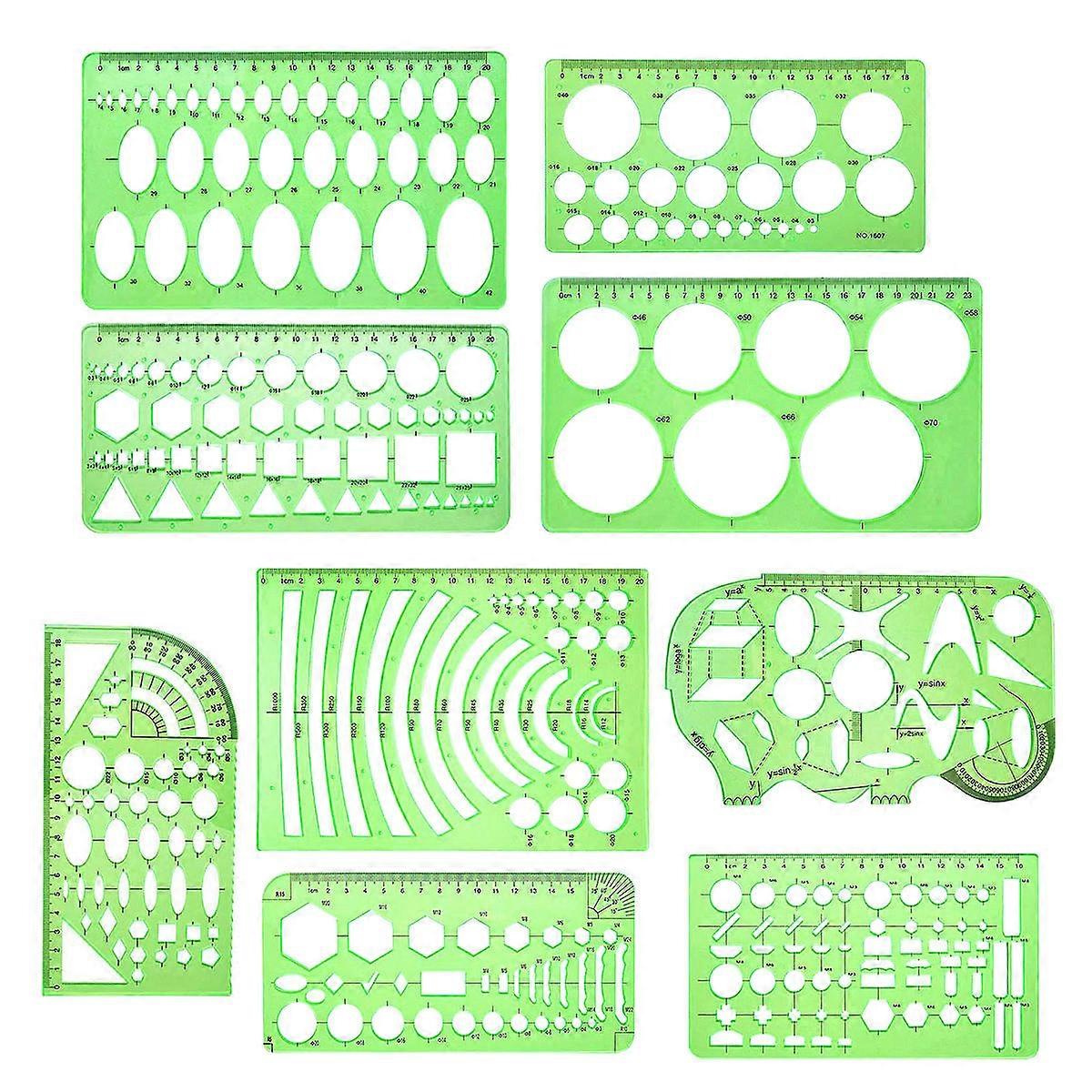 Multifunctional Geometric Ruler Measuring Tool For Students Professionals MultiPurpose Drawings Templates Plastic 1Set