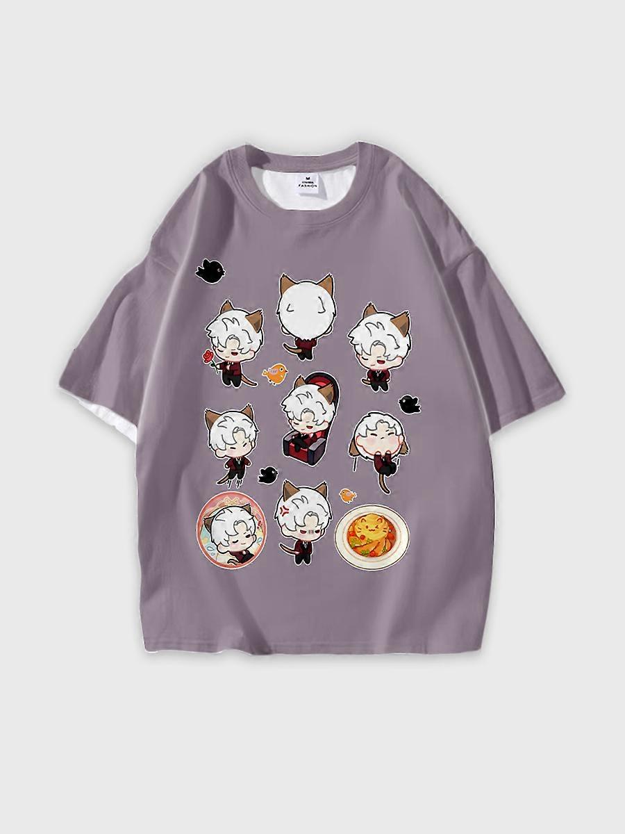 T-shirt round neck Role Pattern loose short sleeve B501