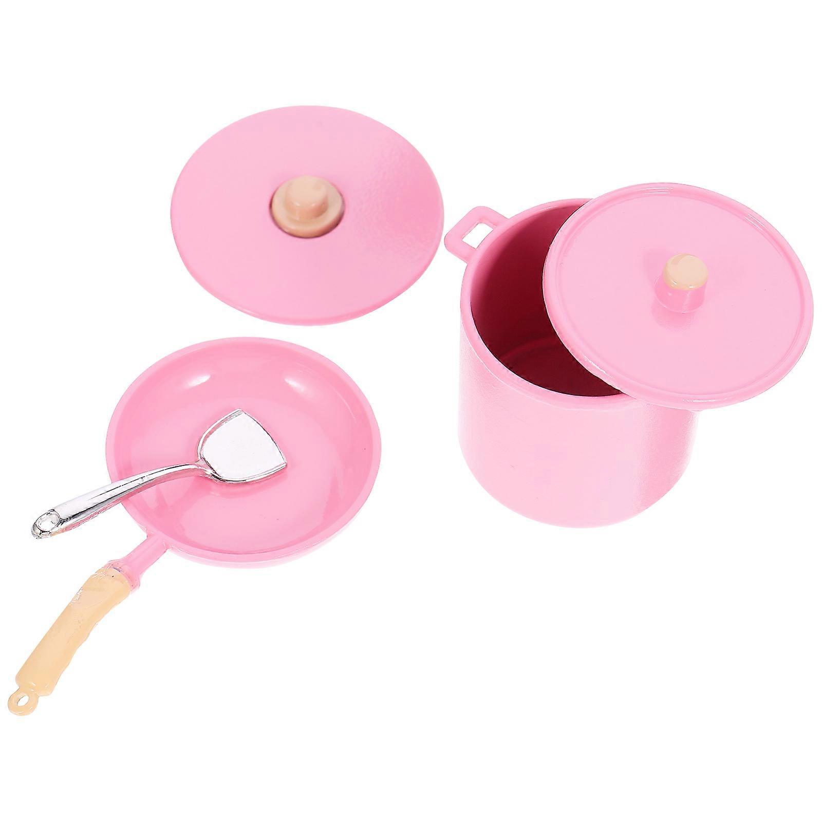 1 Set Mini House Kitchen Cookware with Miniature Pot Pan and Spatula for Dollhouse