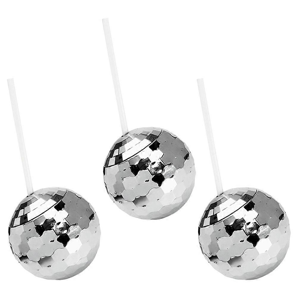 Decorative Ball Cup Disco Beverage Cup Home Use Silver 3Pcs