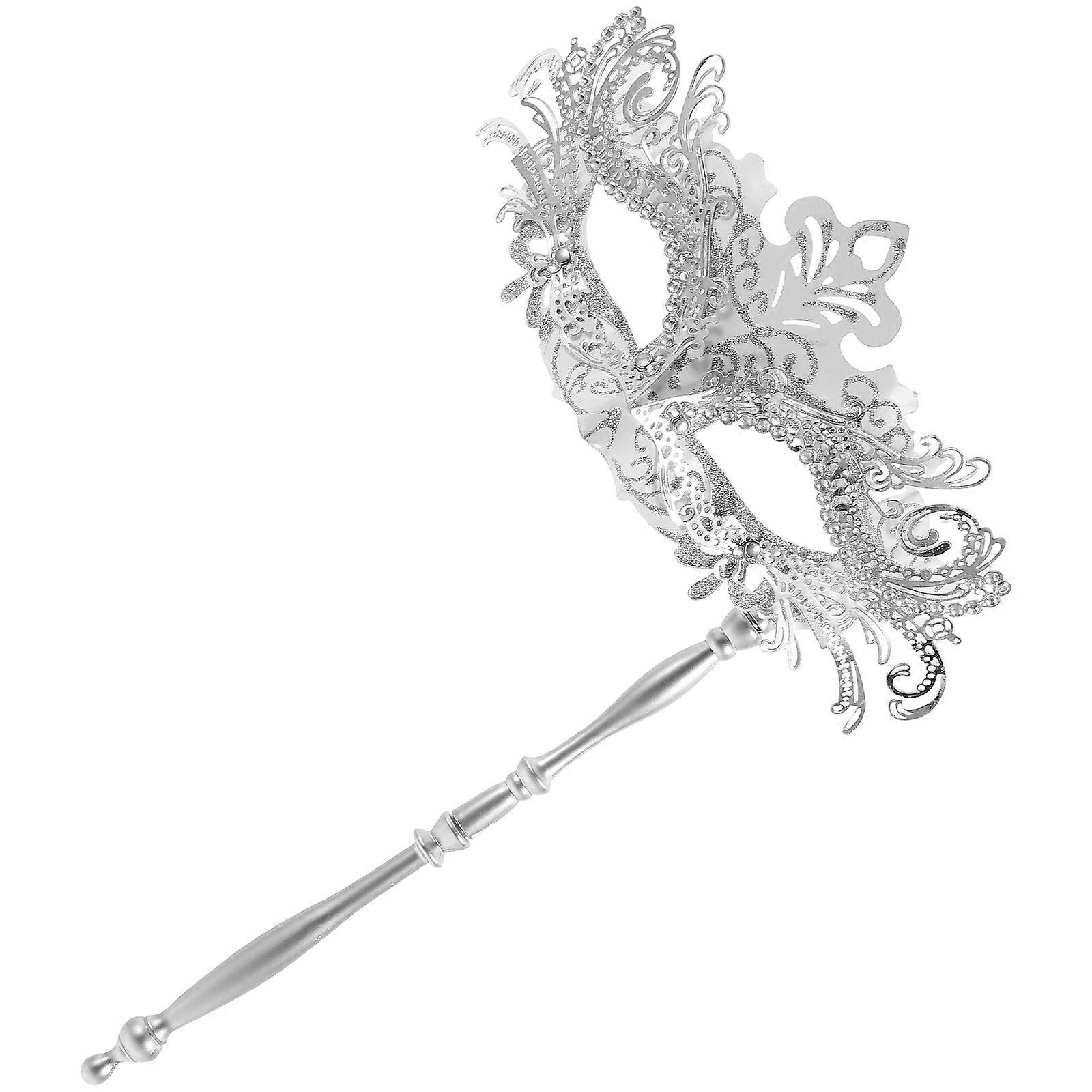 Elegant Masquerade Party Mask with Stick Half Handheld Costume Accessory for Halloween, Carnival & Themed Events for Adults