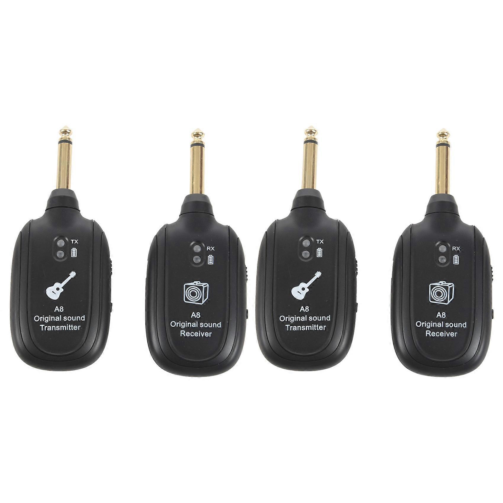 2X UHF Guitar Wireless System Transmitter Receiver Built-in Rechargeable