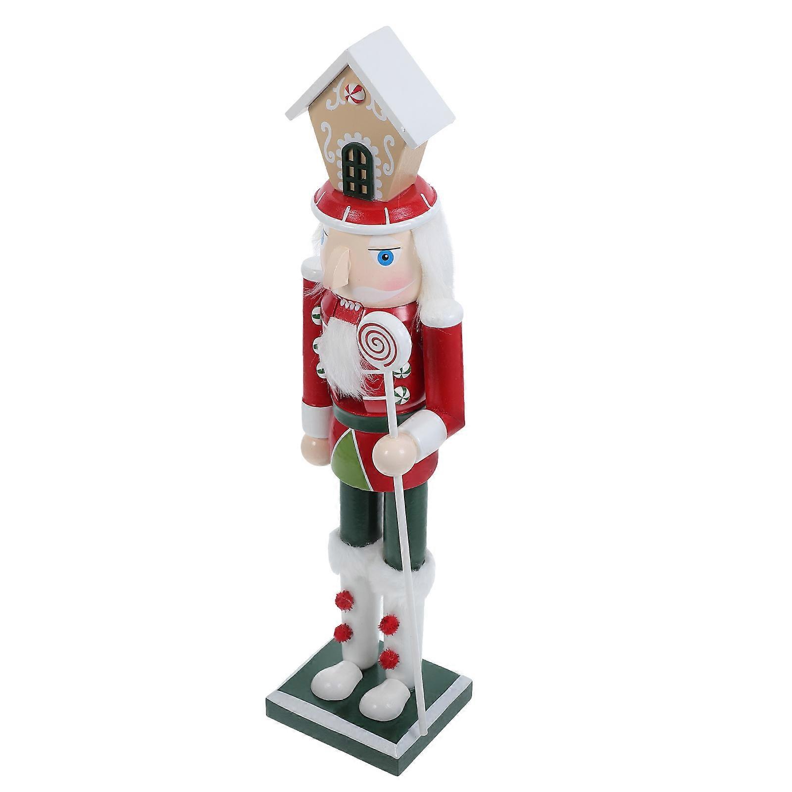 Christmas Nutcracker Figurine Wooden Nutcracker Soldier Holiday Parties Red 40.00X9.00X8.00CM Shelf Decor 1Pack