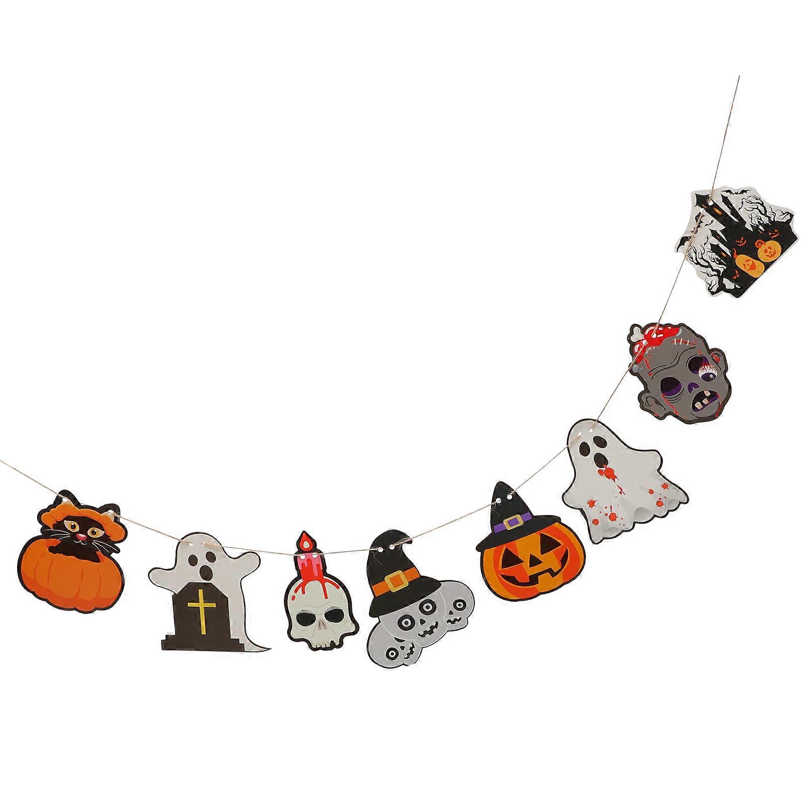 Halloween Party Decoration Hanging Banner For Indoor Outdoor Use 1 Set Fine Printing Process Triangle Flags