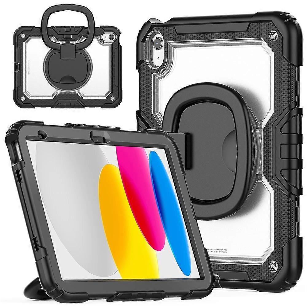 Compatible For iPad (2025) / iPad 10.9 (2022) Kickstand Case PC + Silicone Tablet Cover with Shoulder Strap