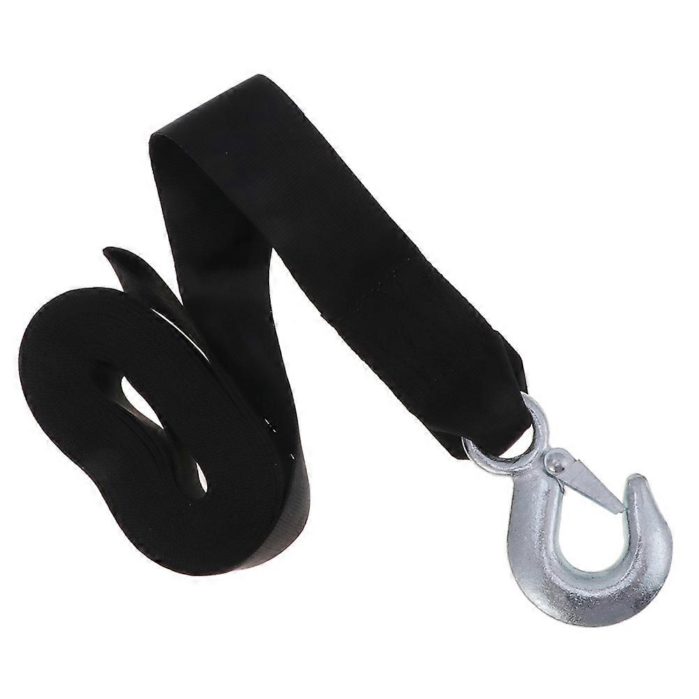 Heavy Duty Winch Strap with Hook for Trailer Replacement Durable Black Wide Belt High Toughness Easy Installation