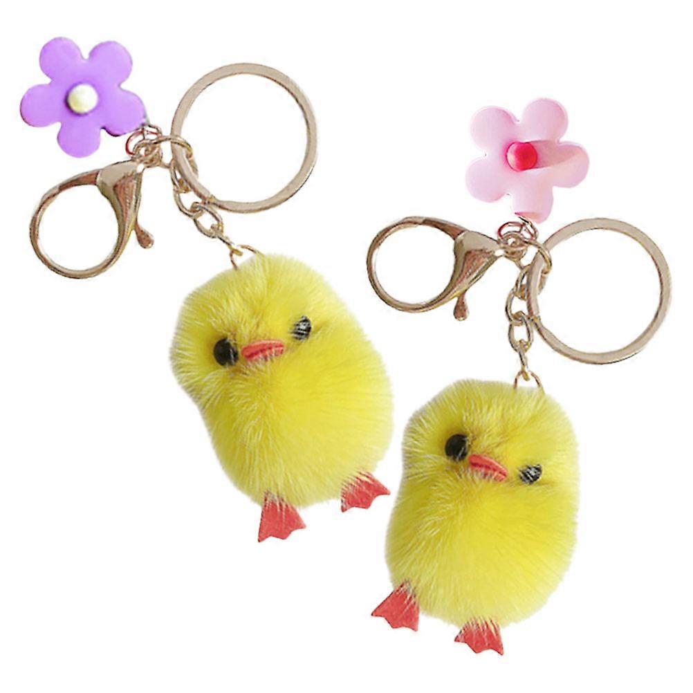 Cute Chick Keychain 2Pcs Assorted Color Ultra-Soft Texture Plush Keychain for Hanging Keys
