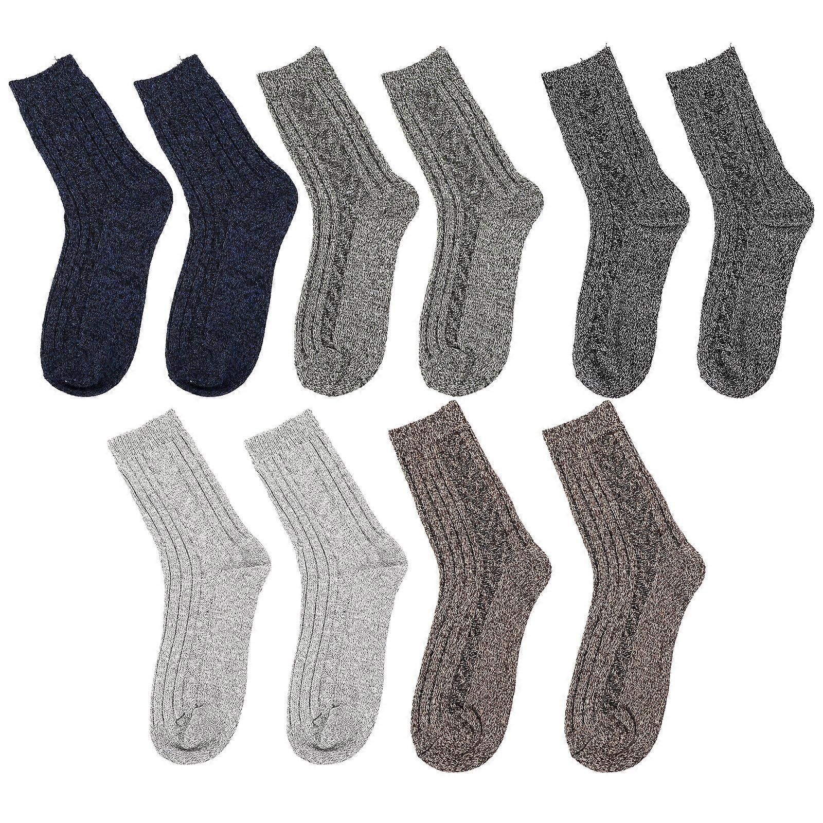 Men Warm Socks Wool Material Comfortable Breathable Tube Socks for Wear 5 Pairs Assorted Color