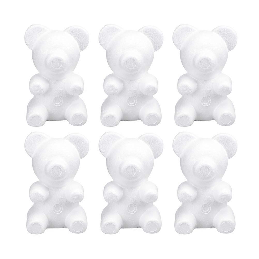 DIY White Foam Bear Model for Decoration Craft Projects and Educational Toy, 6pcs Set