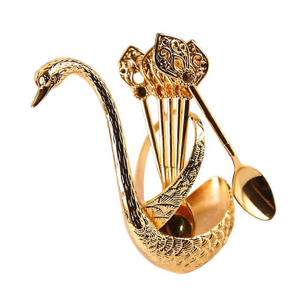 Golden Multifunctional Zinc Alloy Spoons Holder for Kitchen Use – Decorative and Practical Storage Rack for Tea and Seasoning